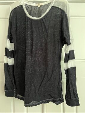 Women’s Black & White Long Sleeve Contrast Raglan Tee